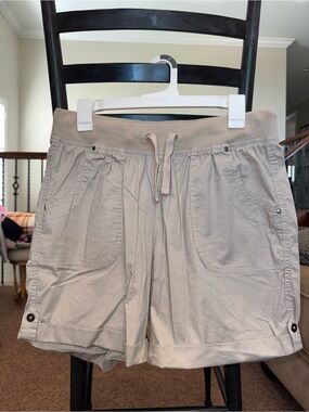 Juniper + Lime Light Khaki Drawstring Cargo Shorts